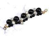 Rhinestone Beaded Connector Black Gold