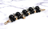 Rhinestone Beaded Connector Black Gold