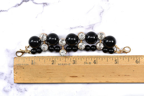 Rhinestone Beaded Connector Black Gold