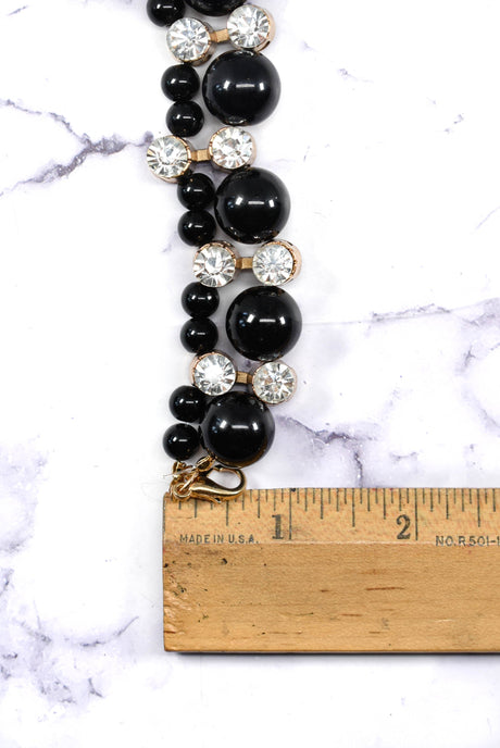 Rhinestone Beaded Connector Black Gold