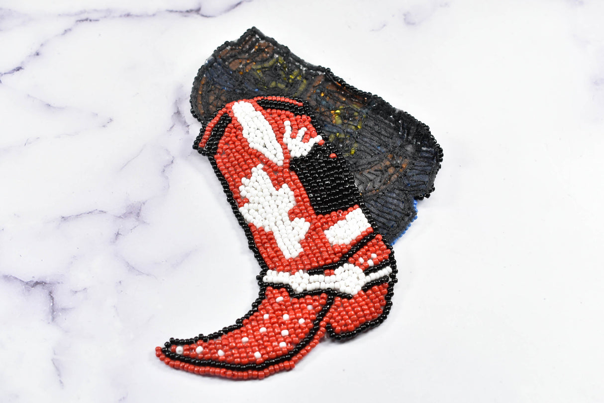 Beaded Cowboy Boot Applique