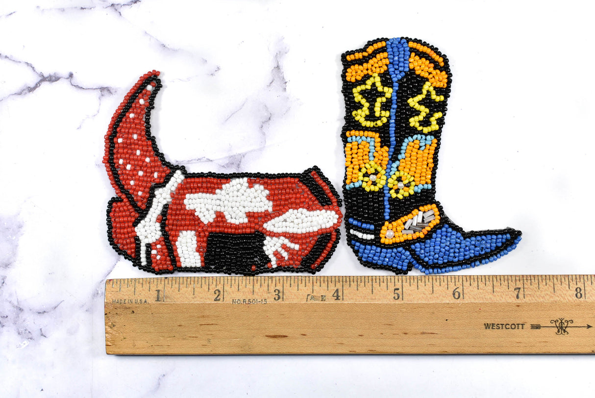 Beaded Cowboy Boot Applique