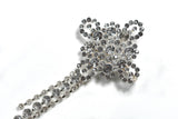 Rhinestone Crown Brooch with Dangling Silver