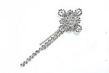 Rhinestone Crown Brooch with Dangling Silver