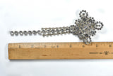 Rhinestone Crown Brooch with Dangling Silver