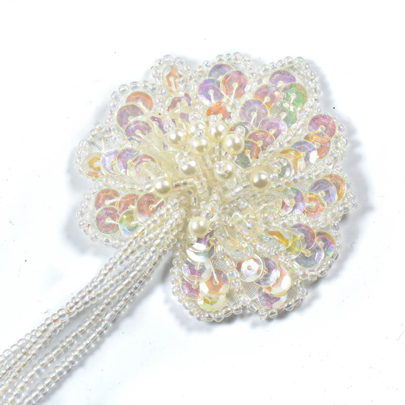 Sequin Flower Applique with Pearls