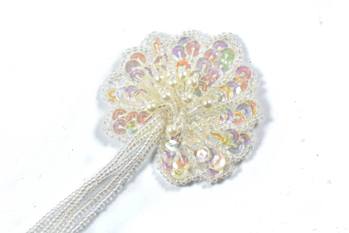 Sequin Flower Applique with Pearls