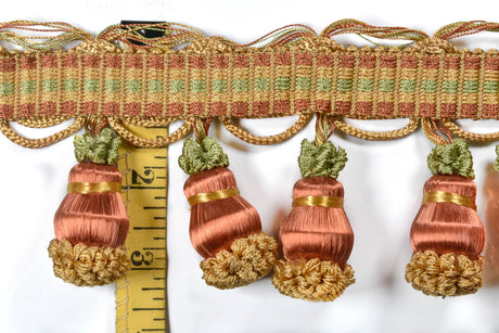 Tassel Fringe Trim Beaded Gold