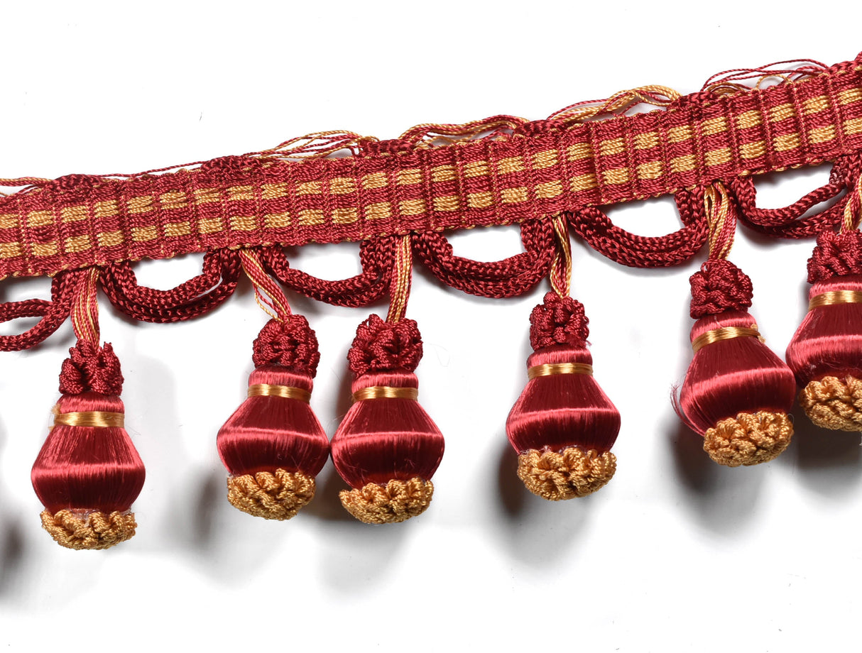 Tassel Fringe Trim Beaded Gold