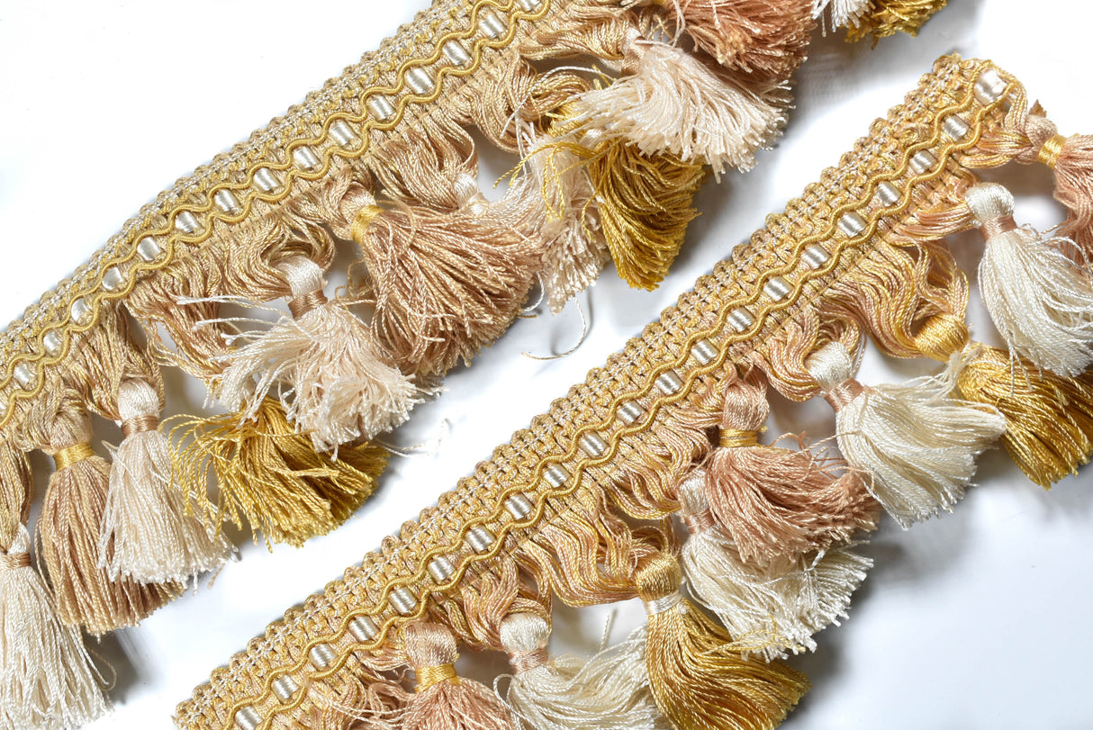 Tassel Trim Tri-Color Embroidered 3"