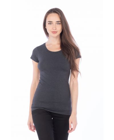 Lucky And Blessed Life 2632 Cotton Spandex Fabric - Charcoal, Fitted Round Neck (1 Piece)