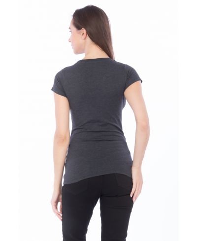 Lucky And Blessed Life 2632 Cotton Spandex Fabric - Charcoal, Fitted Round Neck (1 Piece)