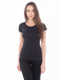 Lucky And Blessed Life 2632 Cotton Spandex Fabric - Black, Fitted Round Neck (1 Piece)