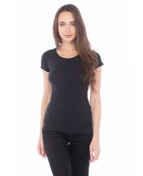 Lucky And Blessed Life 2632 Cotton Spandex Fabric - Black, Fitted Round Neck (1 Piece)