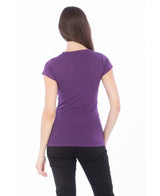 Lucky And Blessed Life 2632 Cotton Spandex Fabric - Purple, Fitted Round Neck, Women's Shirt (1 Piece)