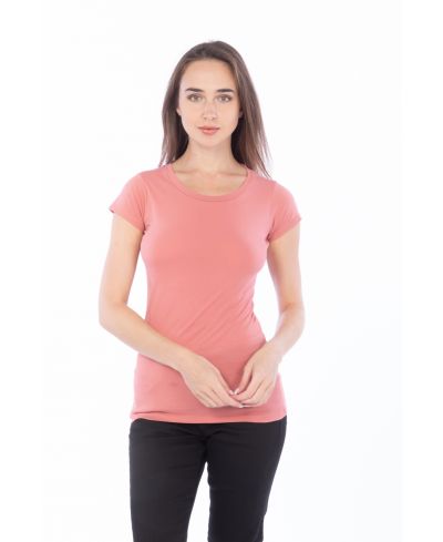Lucky And Blessed Life 2632 Women's Fitted Round Neck Cotton Spandex Fabric - Mauve, Round Neck, Women's Fitted, Size S-3XL (1 Unit)