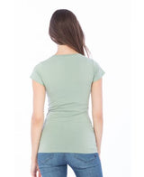 Lucky And Blessed Life 2632 Women's Fitted Round Neck Cotton Spandex Fabric - Sage, Round Neck, Fitted (1 Unit)