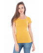 Lucky And Blessed Life 2632 Women's Fitted Round Neck Cotton Spandex Fabric - Mustard, Round Neck, Fitted, Women's Top (1 Piece)