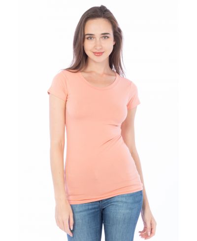 Lucky And Blessed Life 2632 Cotton Spandex Fabric - Dusty Coral, Fitted Round Neck (1 Piece)