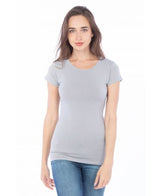 Lucky And Blessed Life 2632 Women's Fitted Round Neck Cotton Spandex Fabric - Cool Grey, Fitted Round Neck (1 Piece)