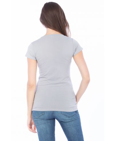 Lucky And Blessed Life 2632 Women's Fitted Round Neck Cotton Spandex Fabric - Cool Grey, Fitted Round Neck (1 Piece)
