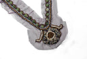 Beaded Neckline Applique Multi-Color Mesh