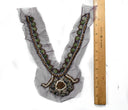 Beaded Neckline Applique Multi-Color Mesh