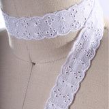 2 Yards Cotton Eyelet Ribbon Trim 1" Scalloped Lace for Clothing & Home Decor