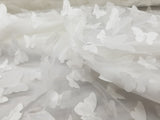 1 Yard Ivory 3D Butterfly Embroidered Mesh Tulle Fabric for Dress Decor 54 Inches Wide