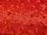 1 Yard Red 3D Butterfly Embroidered Mesh Tulle Fabric for Dress Decor 54 Inches Wide