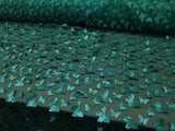 1 Yard Green 3D Butterfly Embroidered Mesh Tulle Fabric for Dresses & Decorations, 54" Wide