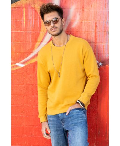 Lucky Blessed Life 501 Cotton Polyester Sweatshirt - Mustard, Unisex Sponge Fleece, 250 GSM (1 Unit)