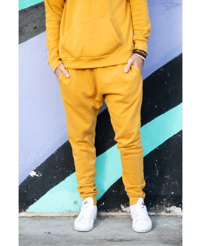 Lucky Blessed Life 601 Cotton Polyester Joggers - Mustard, Unisex Sponge Fleece, Lightweight (1 Pair)
