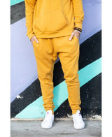 Lucky Blessed Life 601 Cotton Polyester Joggers - Mustard, Unisex Sponge Fleece, Lightweight (1 Pair)