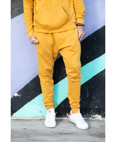 Lucky Blessed Life 601 Cotton Polyester Joggers - Mustard, Unisex Sponge Fleece, Lightweight (1 Pair)