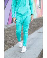 Lucky Blessed Life 601 Cotton Polyester Joggers - Turquoise, Unisex Sponge Fleece, Light Weight (1 Piece)