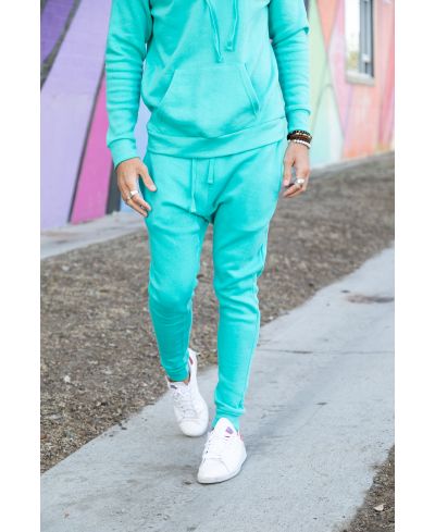 Lucky Blessed Life 601 Cotton Polyester Joggers - Turquoise, Unisex Sponge Fleece, Light Weight (1 Piece)