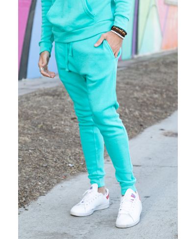 Lucky Blessed Life 601 Cotton Polyester Joggers - Turquoise, Unisex Sponge Fleece, Light Weight (1 Piece)