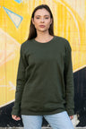 Lucky & Blessed Life 501 Cotton Polyester Sweatshirt - Olive, Unisex Sponge Fleece, 250 Gsm (1 Piece)