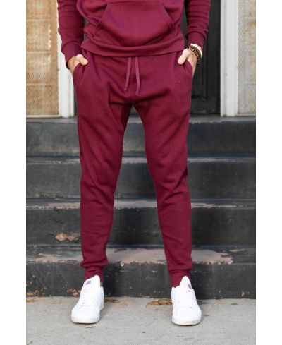 Lucky Blessed Life 601 Cotton Polyester Joggers - Maroon, Unisex Sponge Fleece, Lightweight (1 Piece)