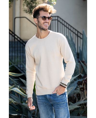 Lucky & Blessed Life 501 Cotton Polyester Sweatshirt Fabric - Tan, Unisex Sponge Fleece, 250 GSM (1 Unit)