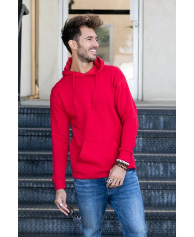 Lucky Blessed Life 401 Cotton Polyester Hoodie Fabric - Red, Unisex Sponge Fleece, 250 Gsm (1 Unit)