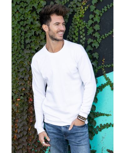 Lucky Blessed Life 501 Cotton Polyester Sweatshirt - White, Unisex Sponge Fleece, Ribbed Cuff And Waistband (1 Piece)