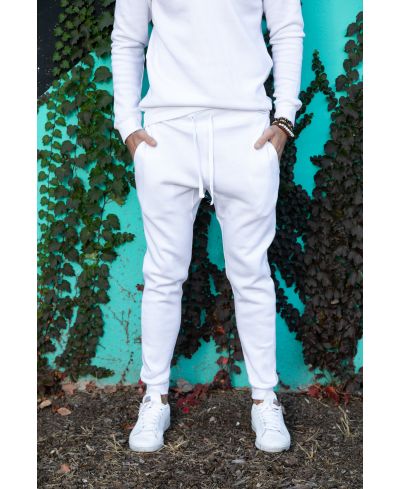 Lucky Blessed Life 601 Cotton Polyester Joggers - White, Unisex Sponge Fleece, Lightweight (1 Piece)
