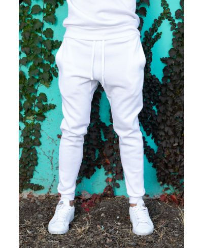 Lucky Blessed Life 601 Cotton Polyester Joggers - White, Unisex Sponge Fleece, Lightweight (1 Piece)