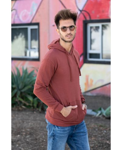 Lucky Blessed Life 401 Cotton Polyester Hoodie - Rust Red, Unisex Sponge Fleece, 250 Gsm (1 Piece)