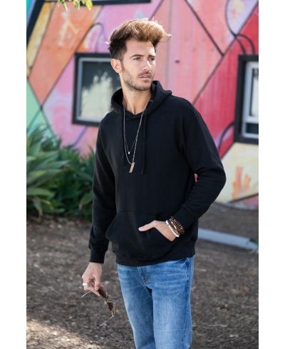 Lucky & Blessed Life 401 Cotton Polyester Hoodie Fabric - Black, Unisex Sponge Fleece, 250 GSM (1 Piece)