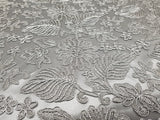 1 Yard Silver Lurex Floral Paisley Bridal Lace Fabric Elegant Embroidery 54 Inch Width