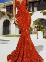 Iridescent Sequin on Velvet Rust Orange