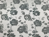 1 Yard Charcoal Silver Floral Satin Jacquard Brocade Fabric for Jackets Dresses Decor 60 Inch Width